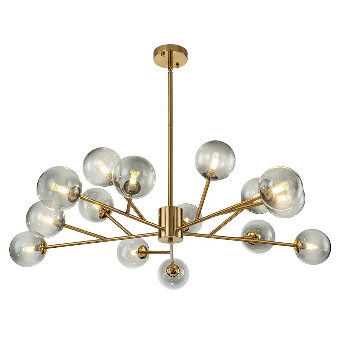 15-Light Branch Smoked Glass Globe Bubble Chandelier