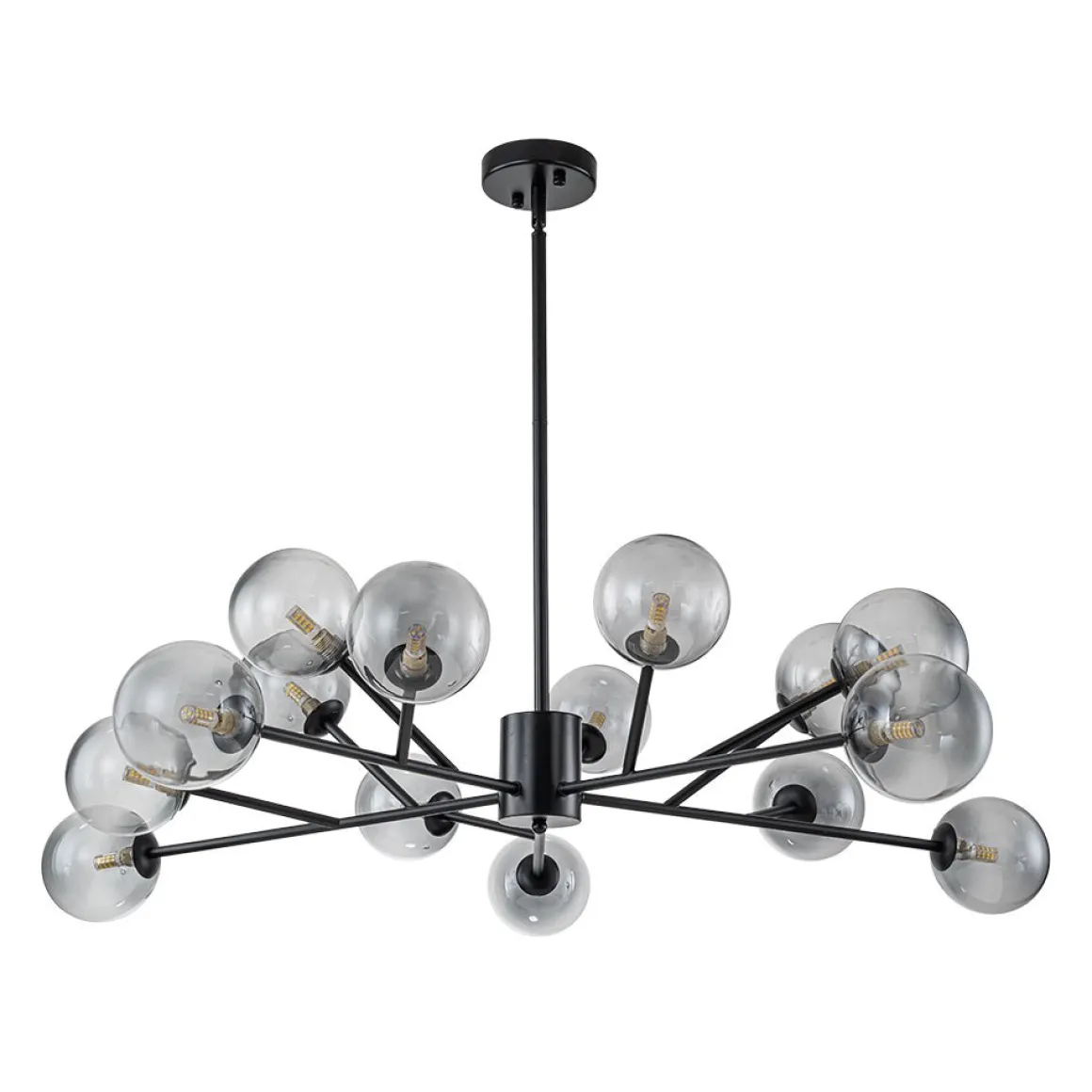 15-Light Branch Smoked Glass Globe Bubble Chandelier
