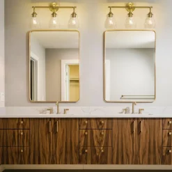 3-Light Brass Clear Glass Bell Vanity Wall Sconce