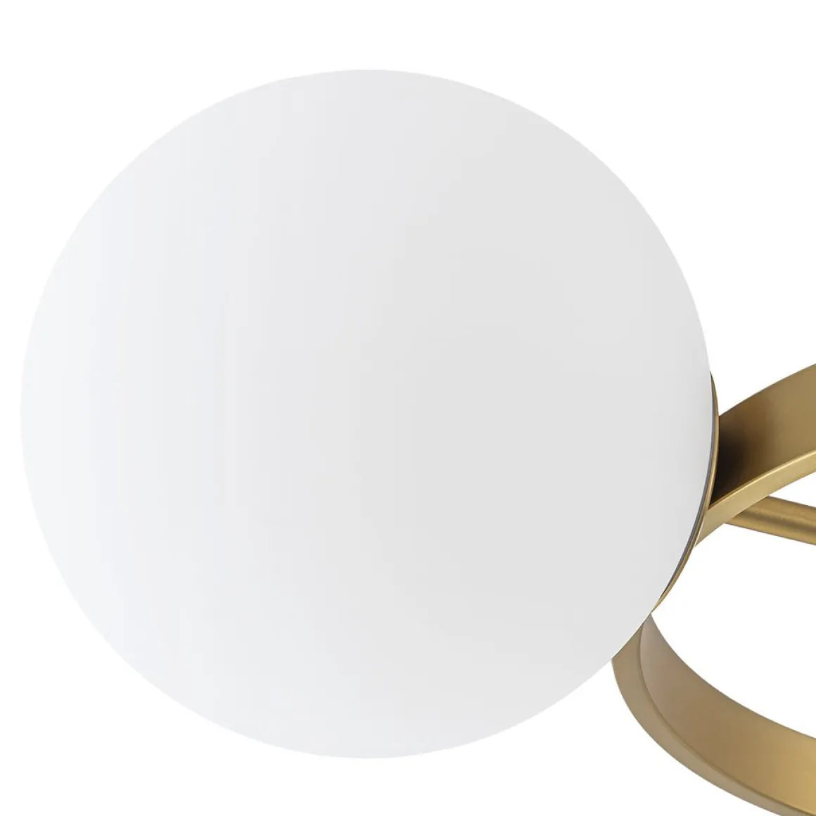 3-Light Brass Opal Glass Globe Round Ring Semi Flush Mount