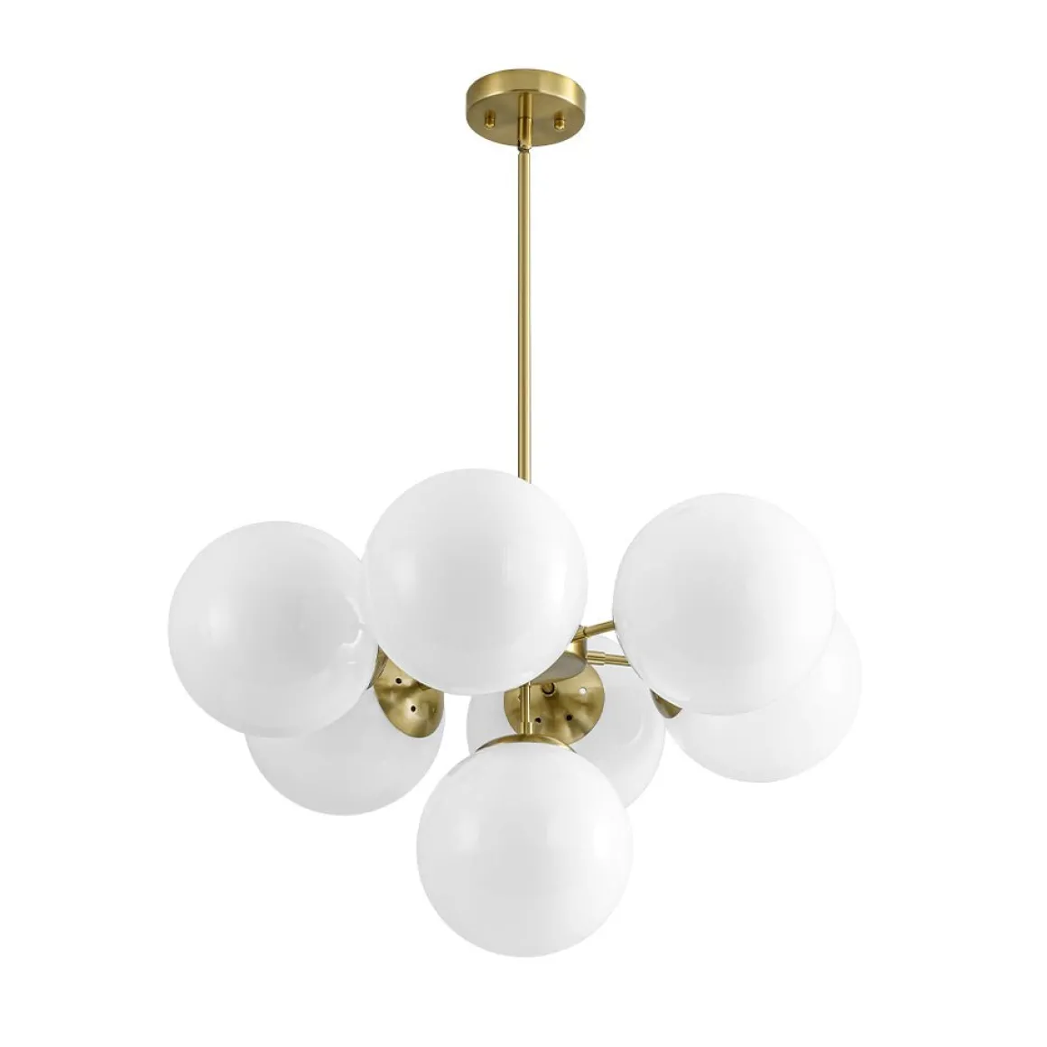 7-light Brass Sputnik Opal Glass Globe Bubble Chandelier