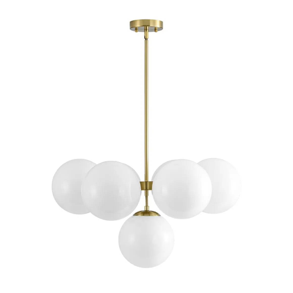 7-light Brass Sputnik Opal Glass Globe Bubble Chandelier