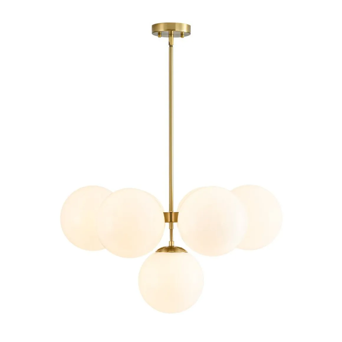 7-light Brass Sputnik Opal Glass Globe Bubble Chandelier