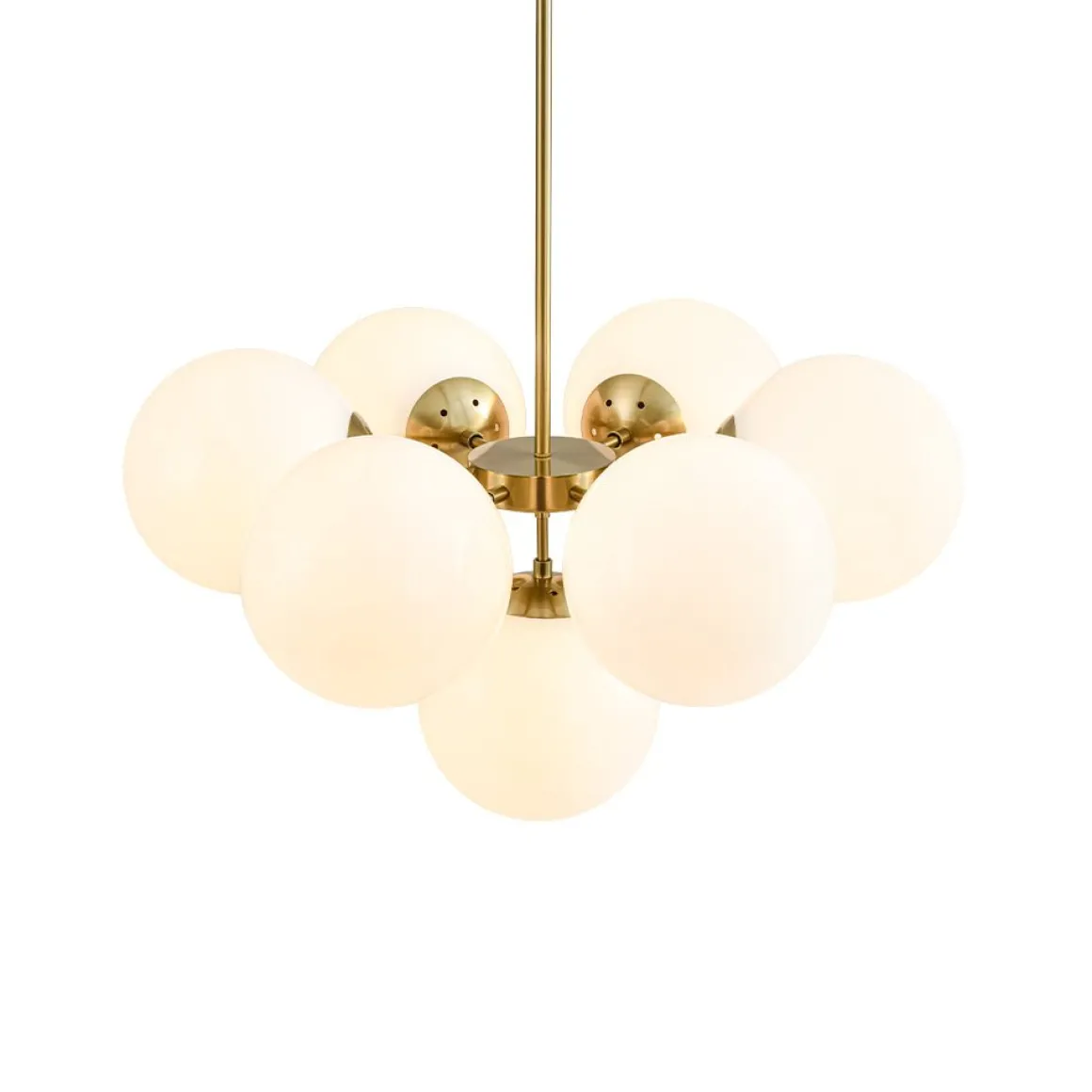 7-light Brass Sputnik Opal Glass Globe Bubble Chandelier