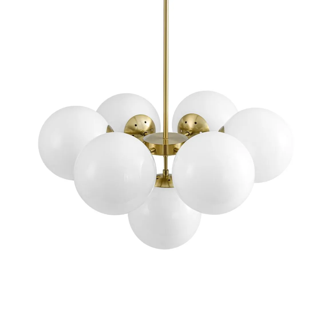 7-light Brass Sputnik Opal Glass Globe Bubble Chandelier