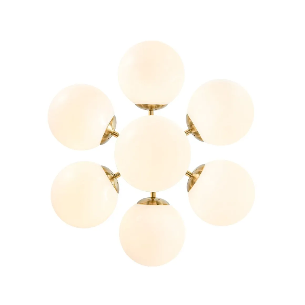 7-light Brass Sputnik Opal Glass Globe Bubble Chandelier
