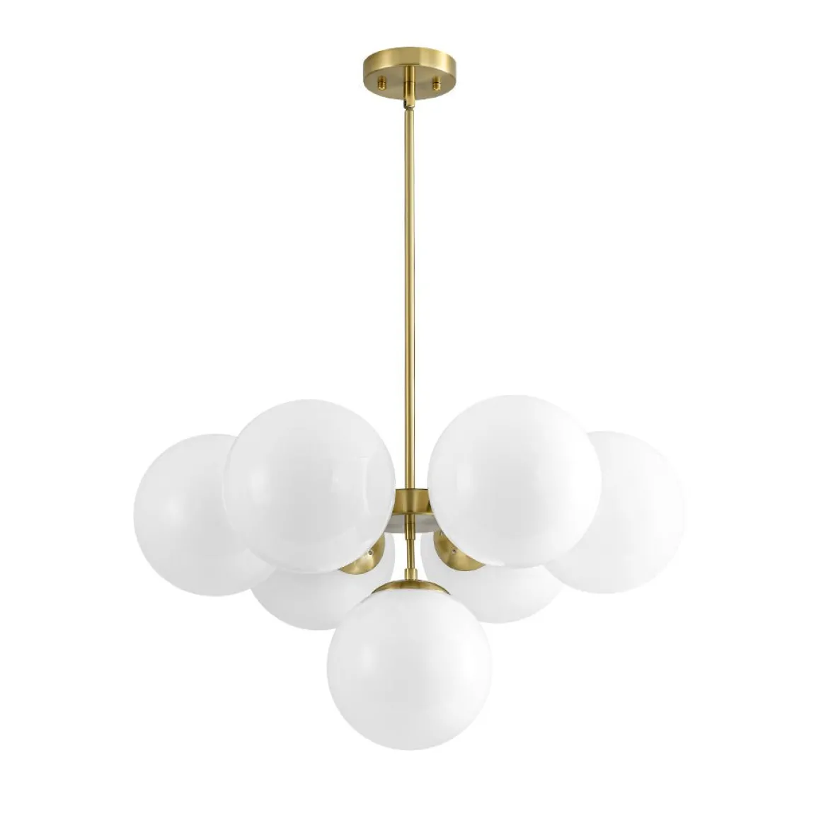 7-light Brass Sputnik Opal Glass Globe Bubble Chandelier