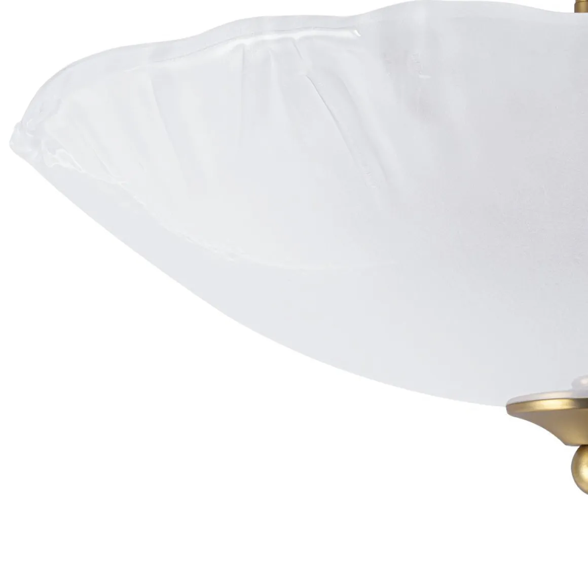 3-Light Brass Textured Glass Bowl Round Semi Flush Mount