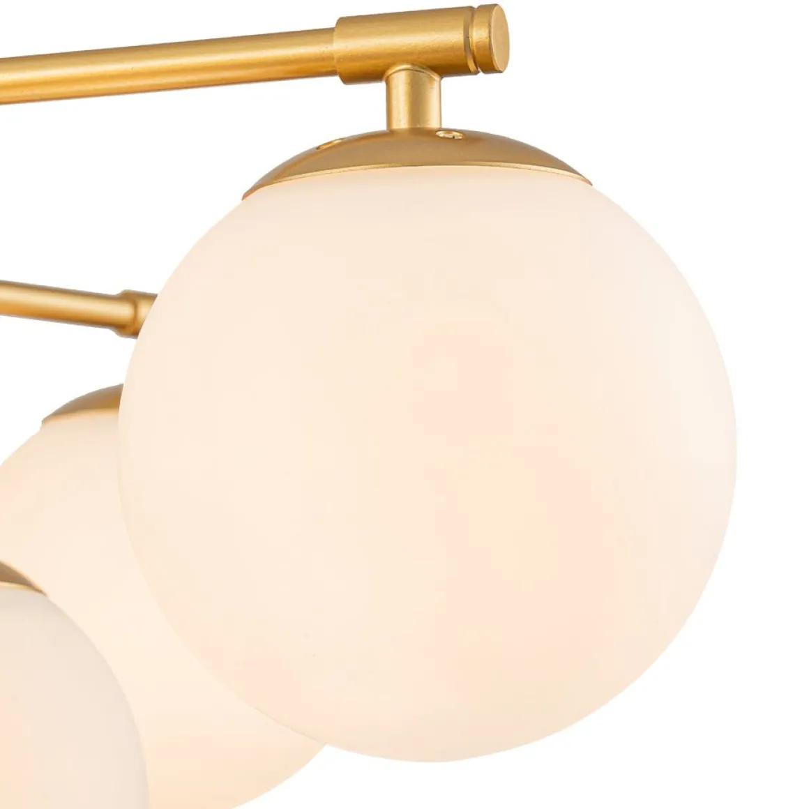 12-Light Brass Tiered Opal Glass Bubble Semi Flush Chandelier