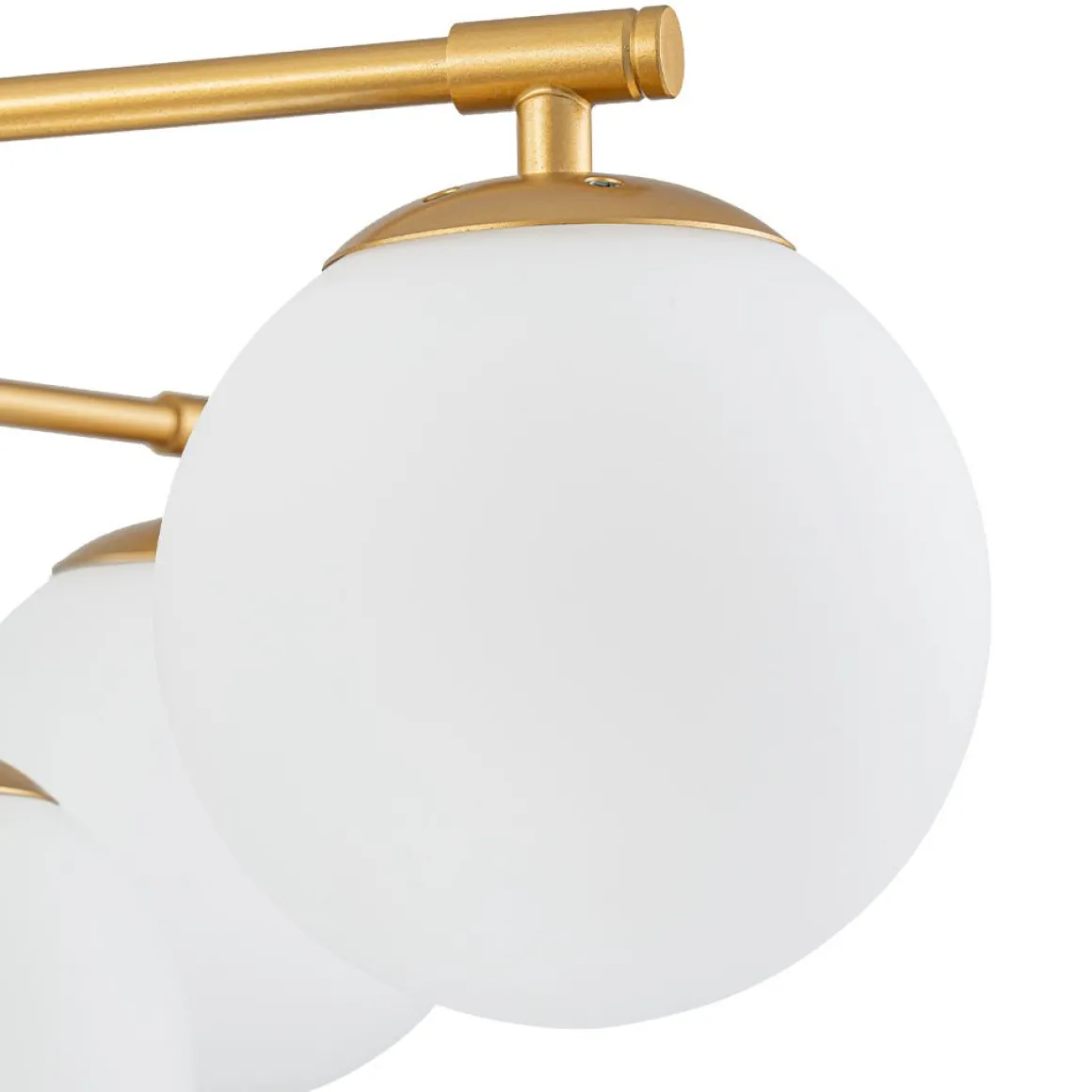 12-Light Brass Tiered Opal Glass Bubble Semi Flush Chandelier