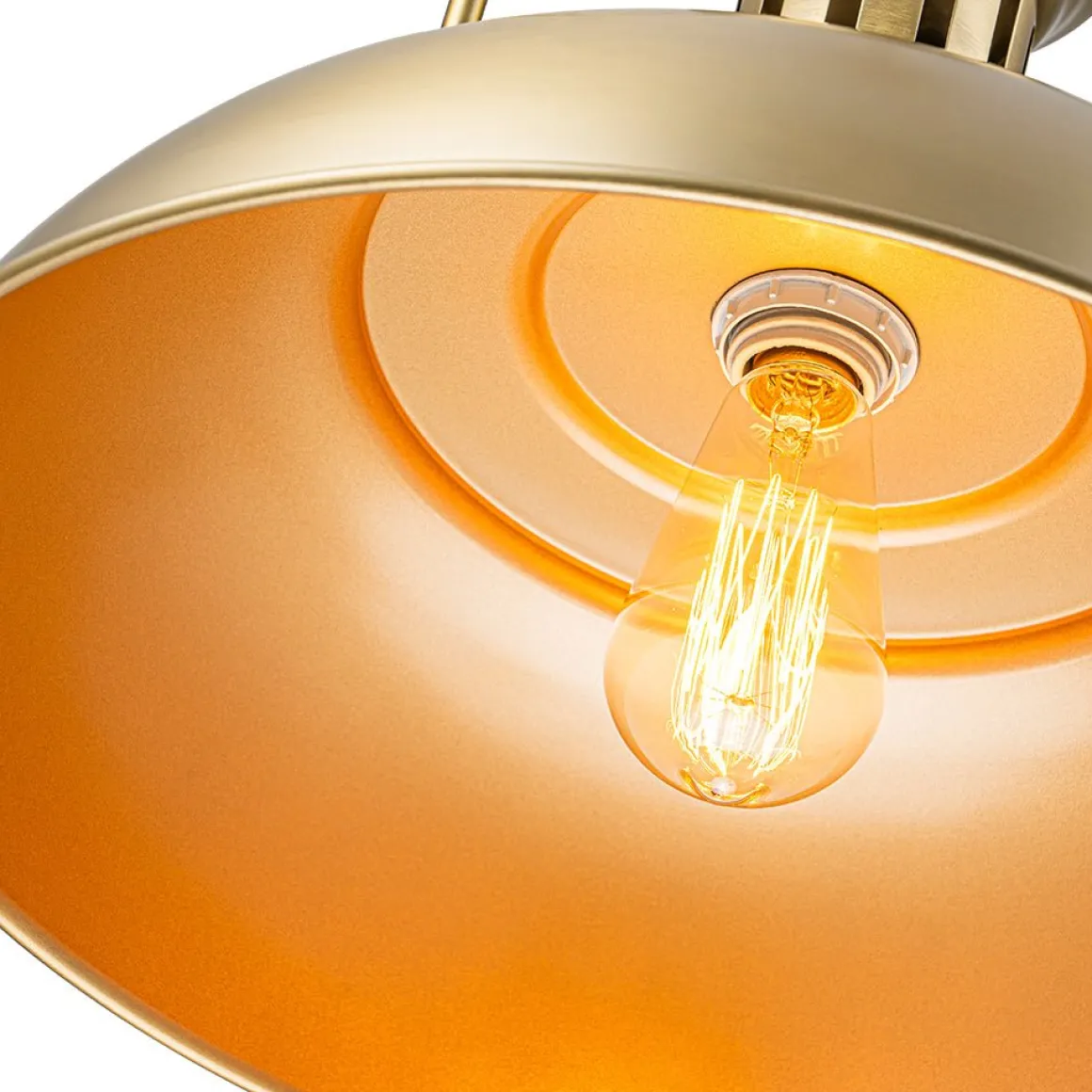 1-Light Brushed Brass Iron Dome Kitchen Pendant