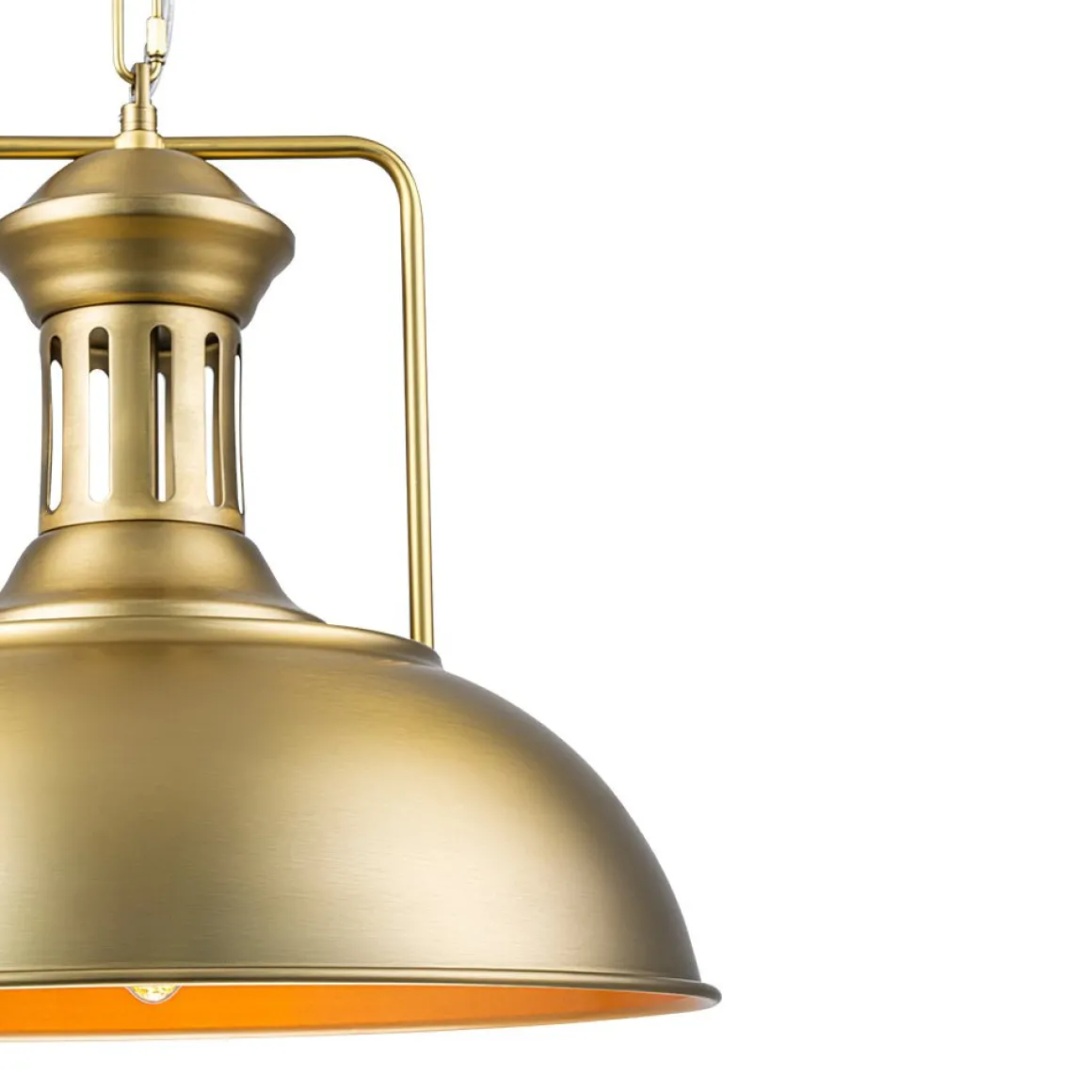 1-Light Brushed Brass Iron Dome Kitchen Pendant