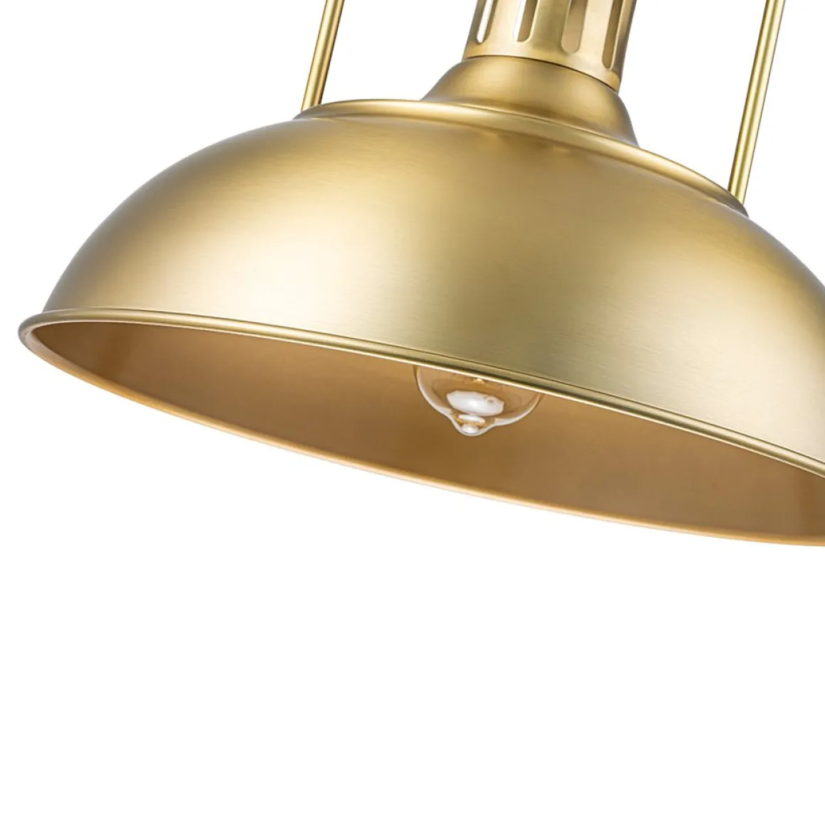 1-Light Brushed Brass Iron Dome Kitchen Pendant
