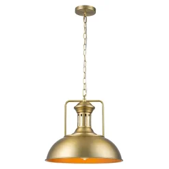 1-Light Brushed Brass Iron Dome Kitchen Pendant