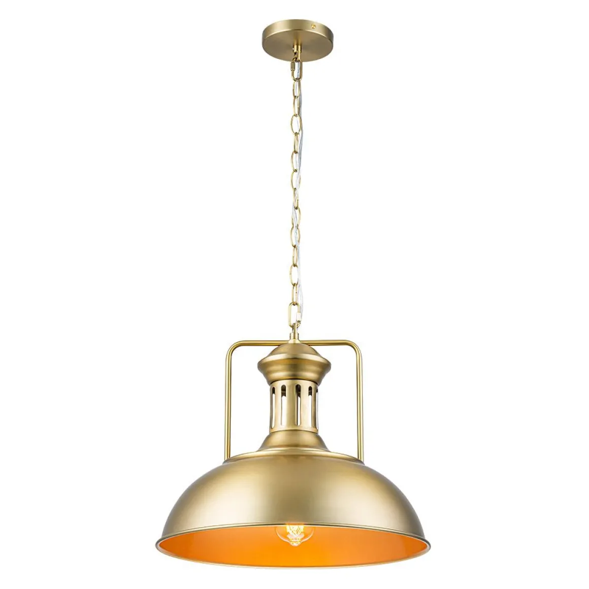 1-Light Brushed Brass Iron Dome Kitchen Pendant