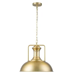 1-Light Brushed Brass Iron Dome Kitchen Pendant