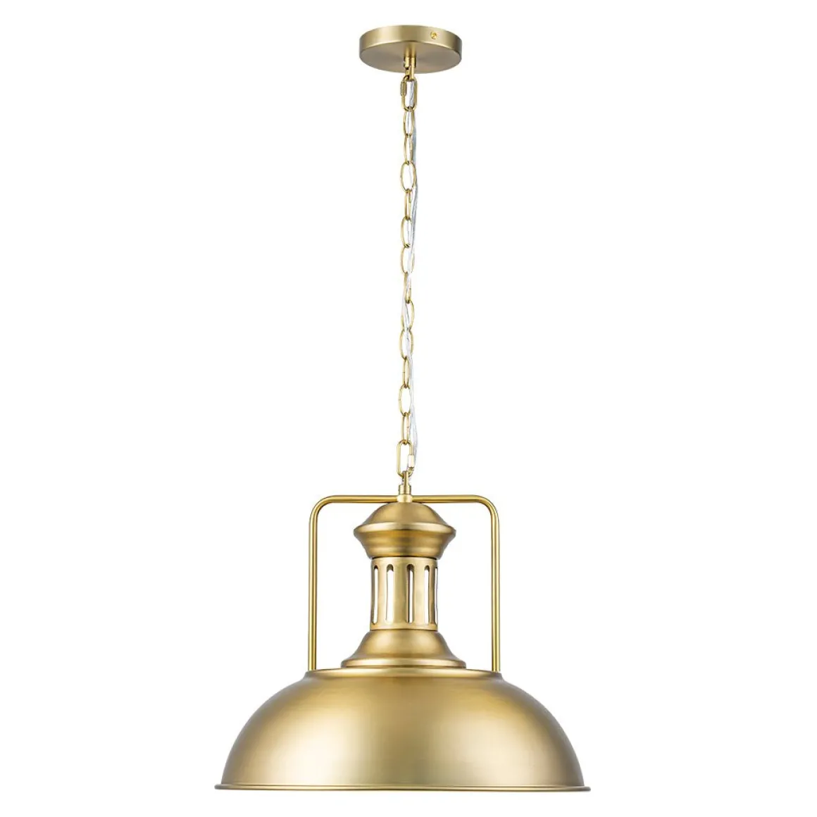 1-Light Brushed Brass Iron Dome Kitchen Pendant