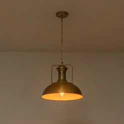 1-Light Brushed Brass Iron Dome Kitchen Pendant