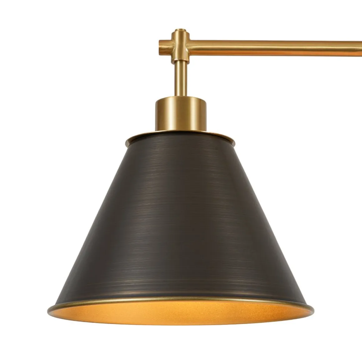 3-Light Brushed Gold Black Cone Island Chandelier