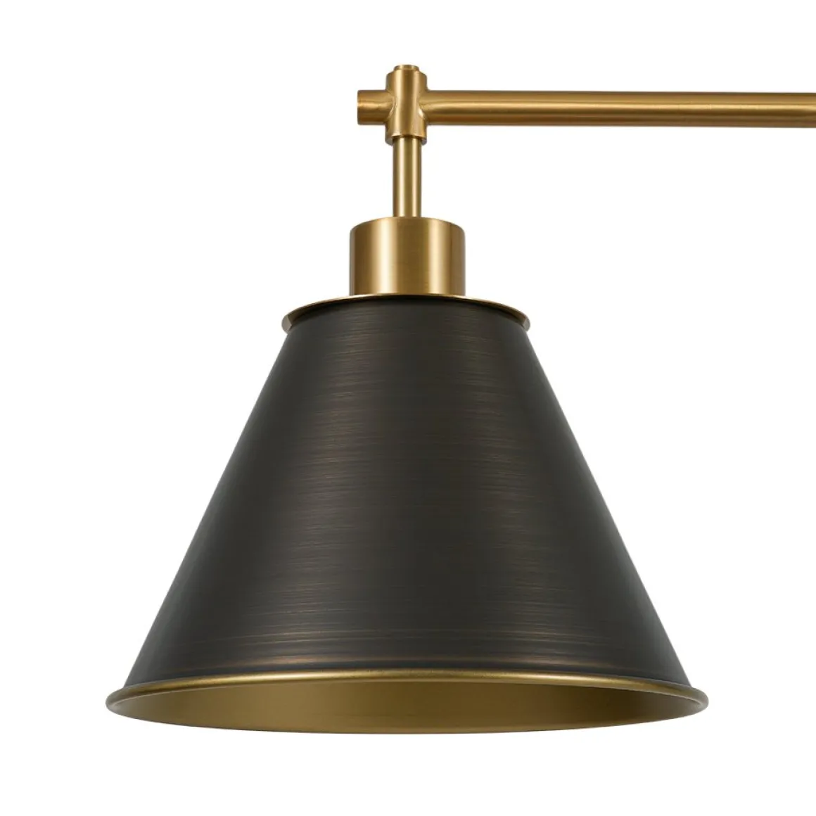 3-Light Brushed Gold Black Cone Island Chandelier