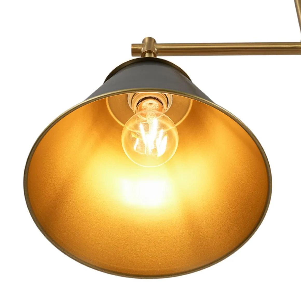 3-Light Brushed Gold Black Cone Island Chandelier