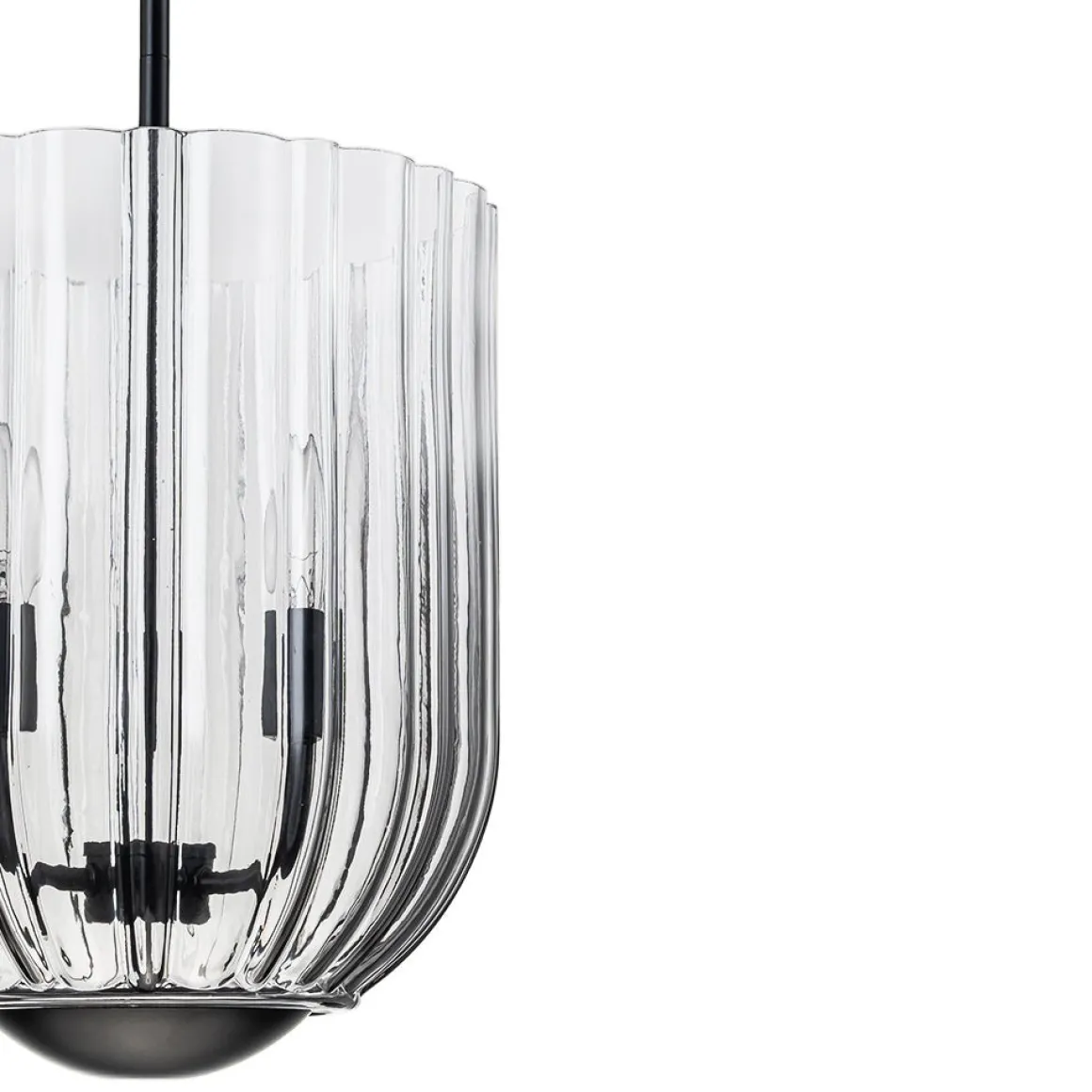 3-Light Candle Style Bell Ribbed Tinted Glass Ceiling Pendant