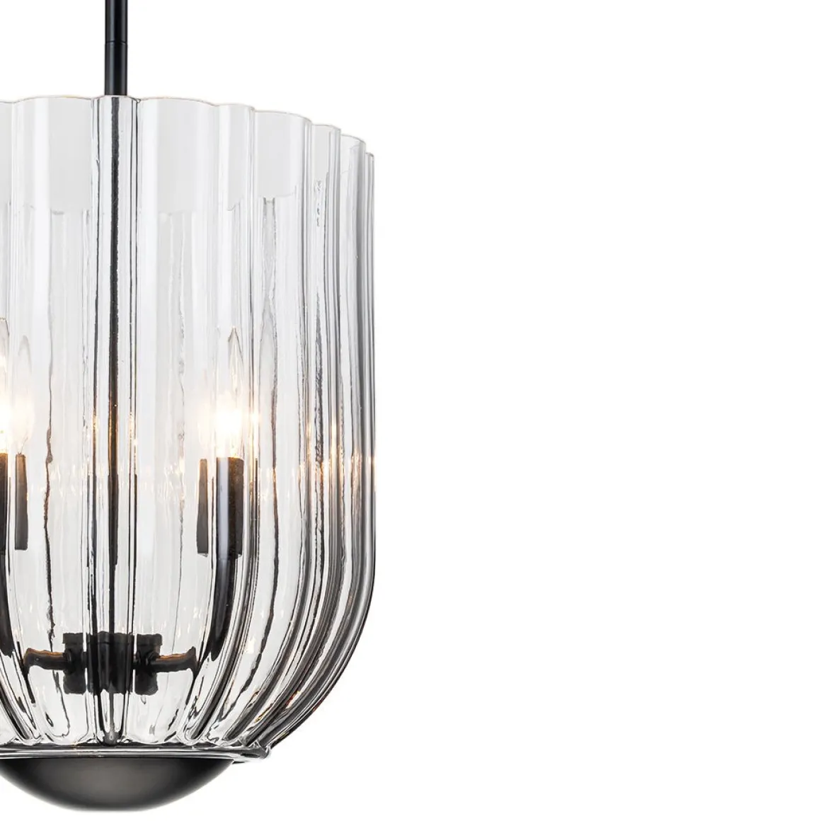 3-Light Candle Style Bell Ribbed Tinted Glass Ceiling Pendant