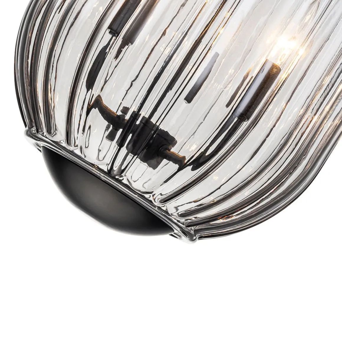 3-Light Candle Style Bell Ribbed Tinted Glass Ceiling Pendant