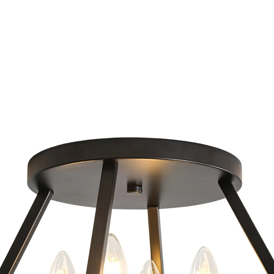 4-light Candle Style Black Simple Geometric Lantern Semi Flush