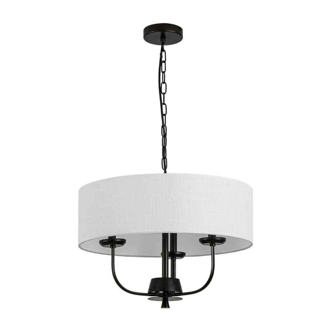 3-Light Candle Style Large Fabric Drum Cage Chandelier