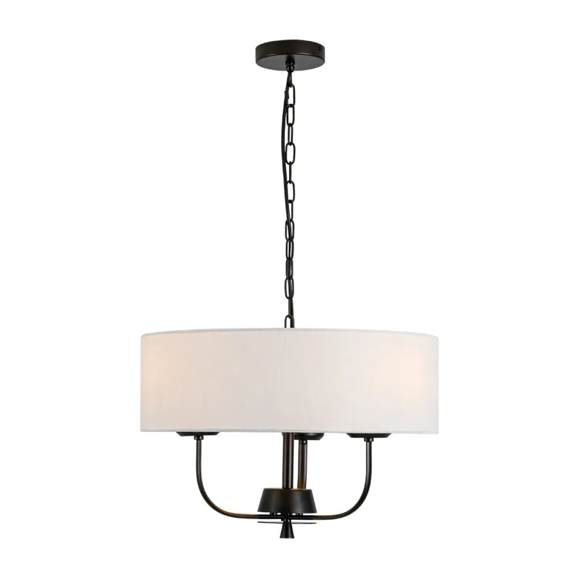 3-Light Candle Style Large Fabric Drum Cage Chandelier