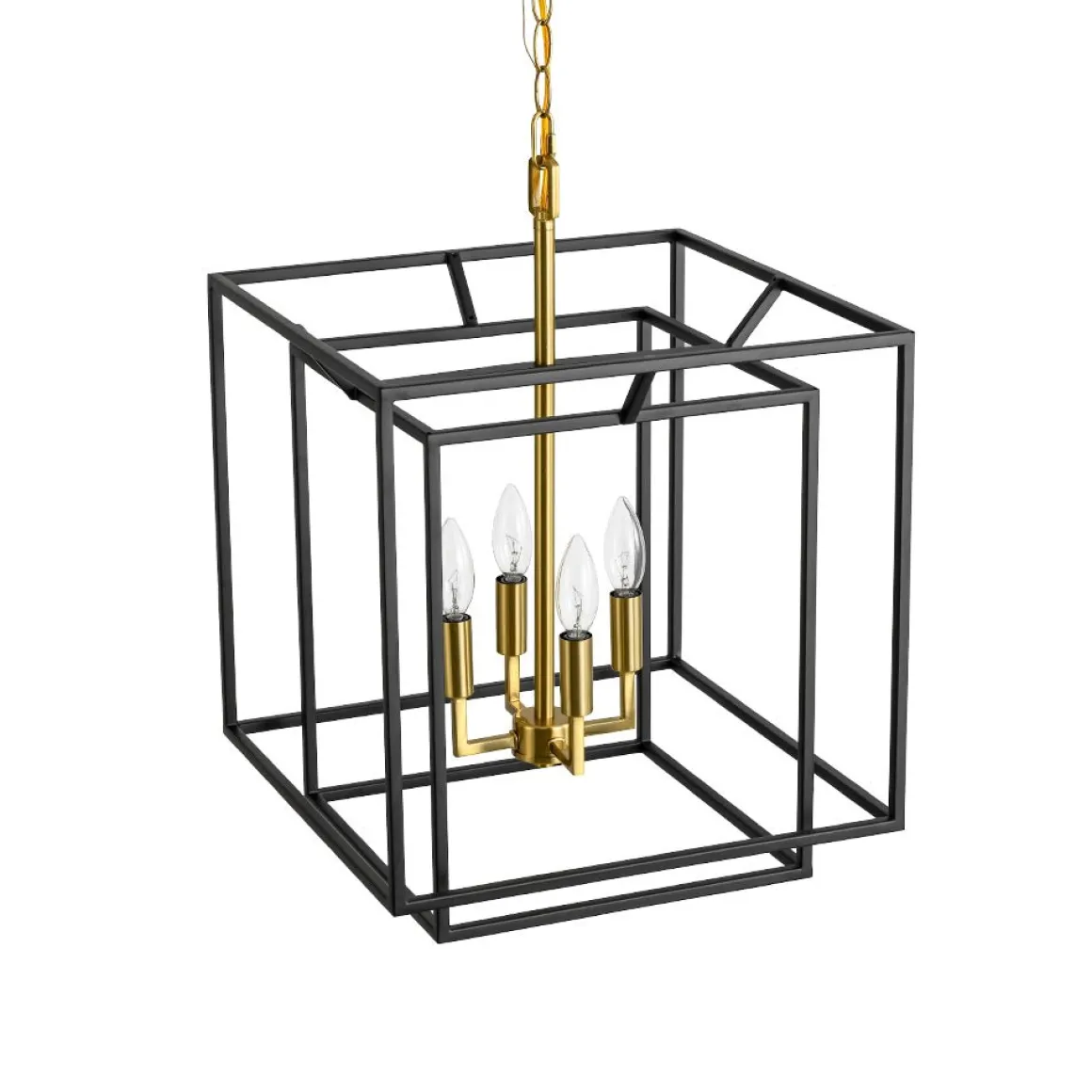 4-Light Candle Style Tiered Square Lantern Pendant