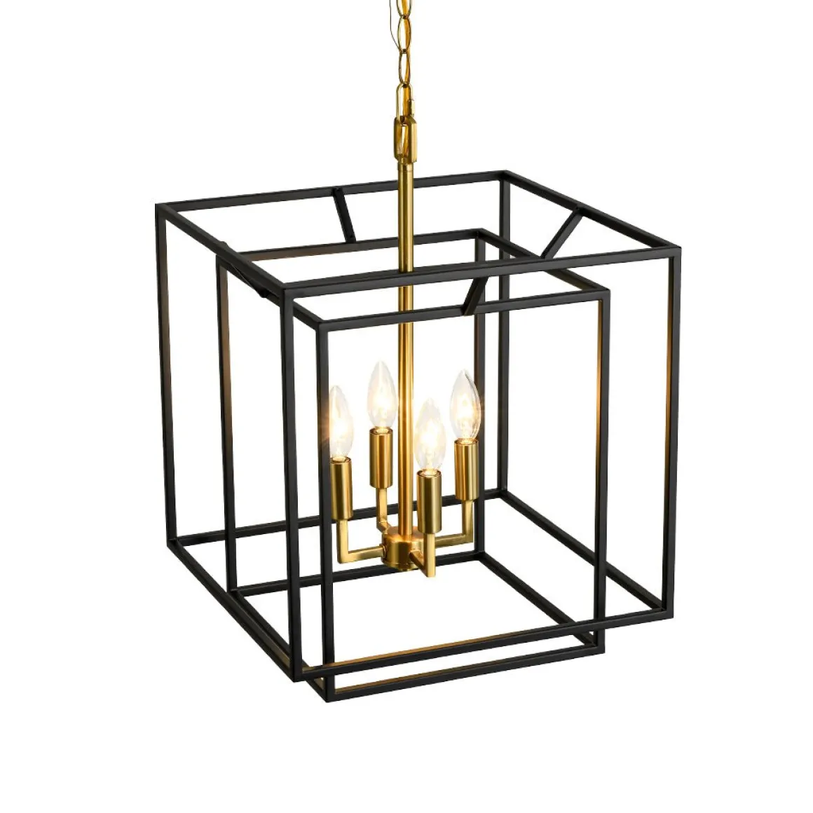 4-Light Candle Style Tiered Square Lantern Pendant