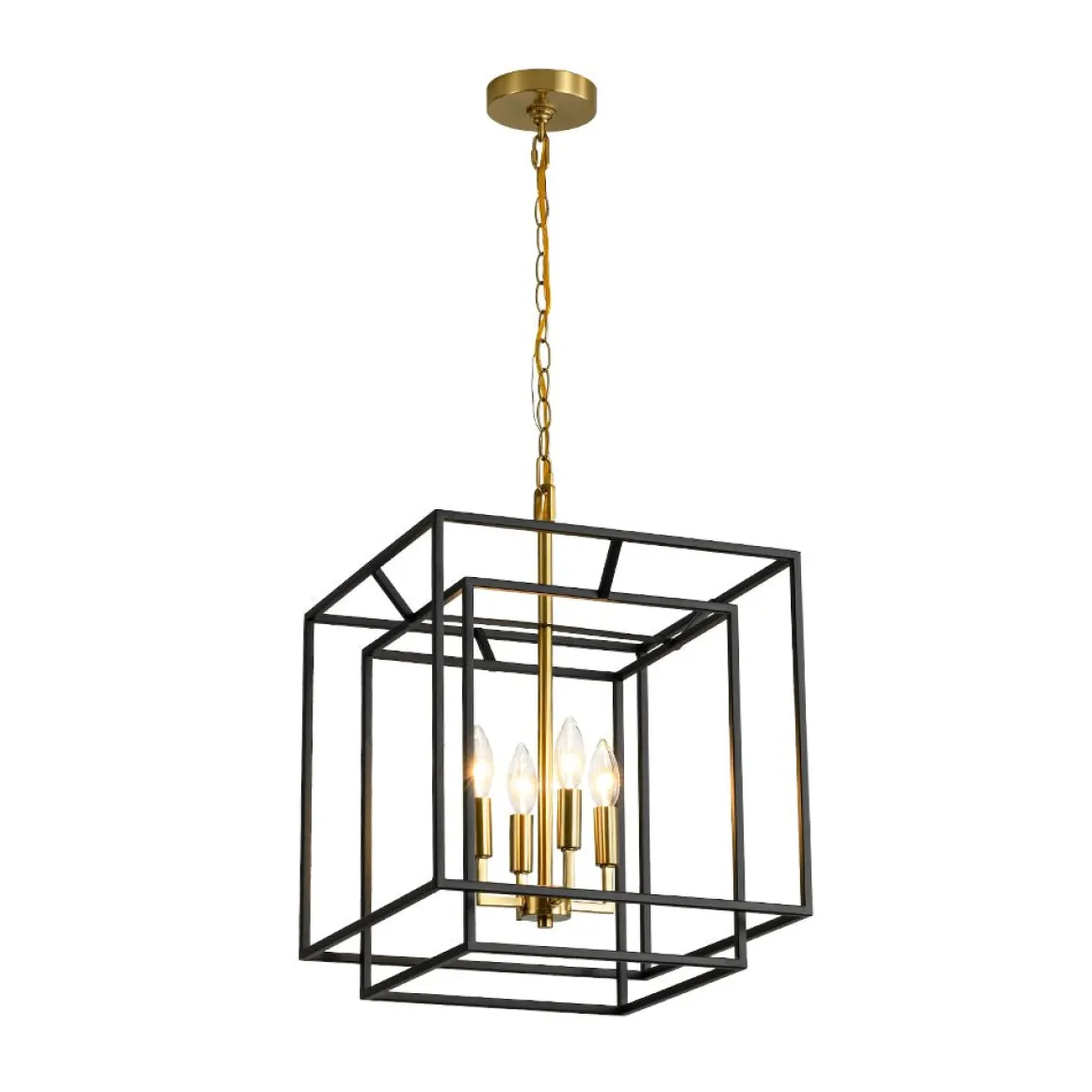 4-Light Candle Style Tiered Square Lantern Pendant