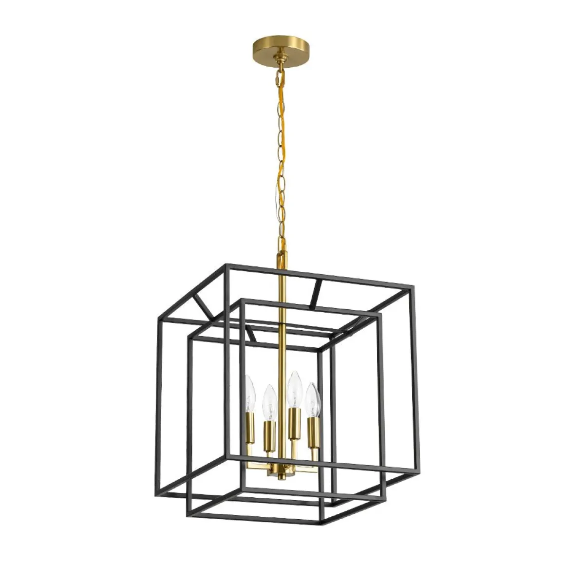 4-Light Candle Style Tiered Square Lantern Pendant