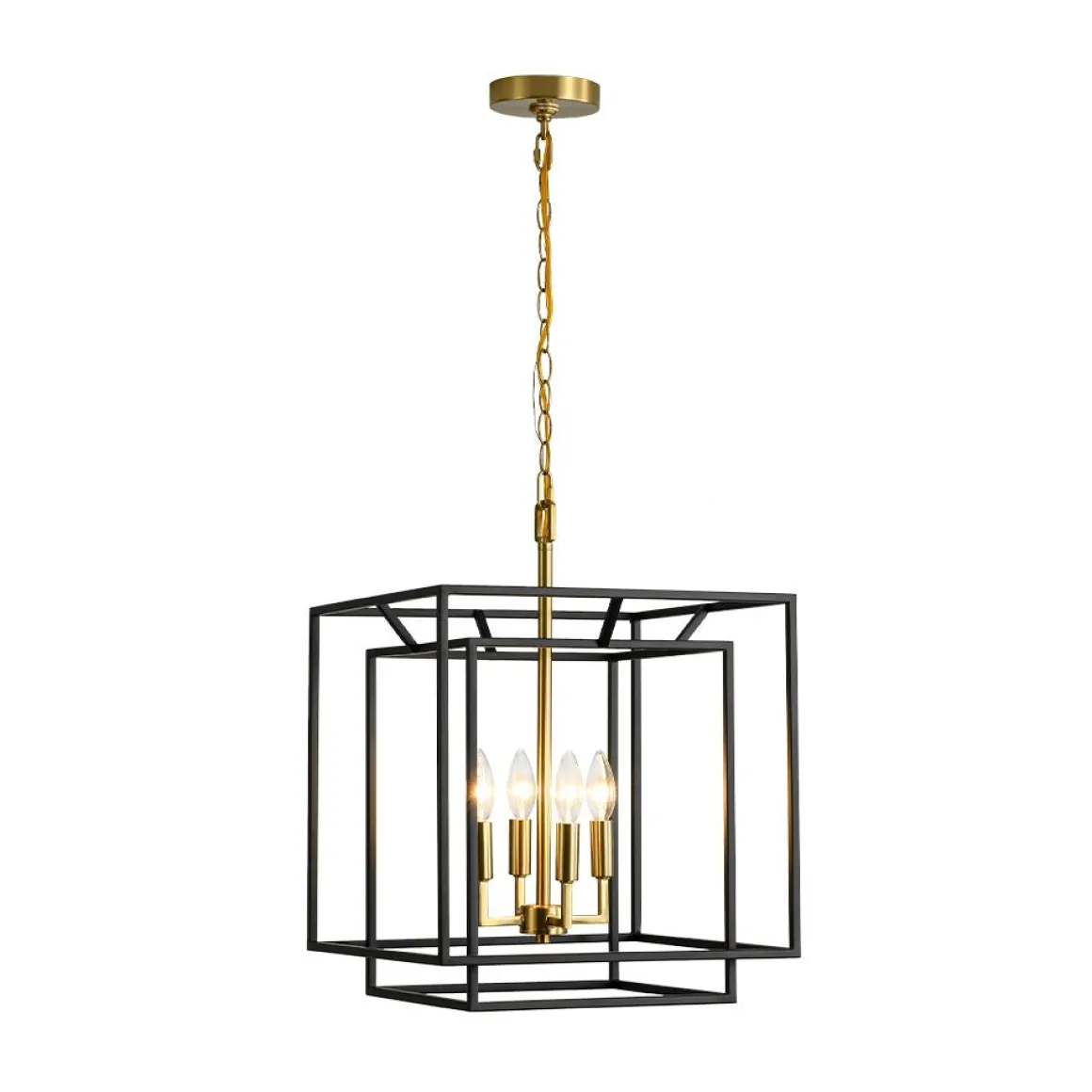 4-Light Candle Style Tiered Square Lantern Pendant