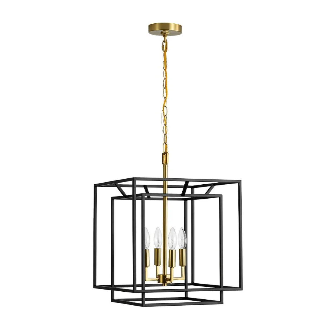 4-Light Candle Style Tiered Square Lantern Pendant