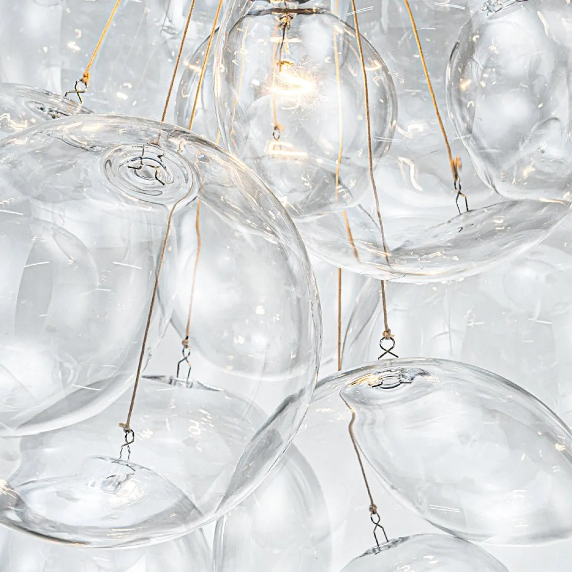 3-Light Cascade Cluster Clear Glass Bubble Chandelier