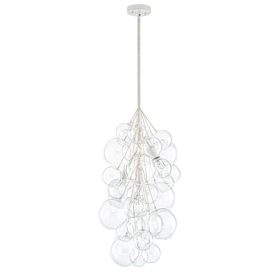 3-Light Cascade Cluster Clear Glass Bubble Chandelier