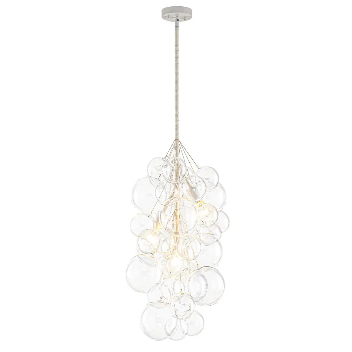3-Light Cascade Cluster Clear Glass Bubble Chandelier