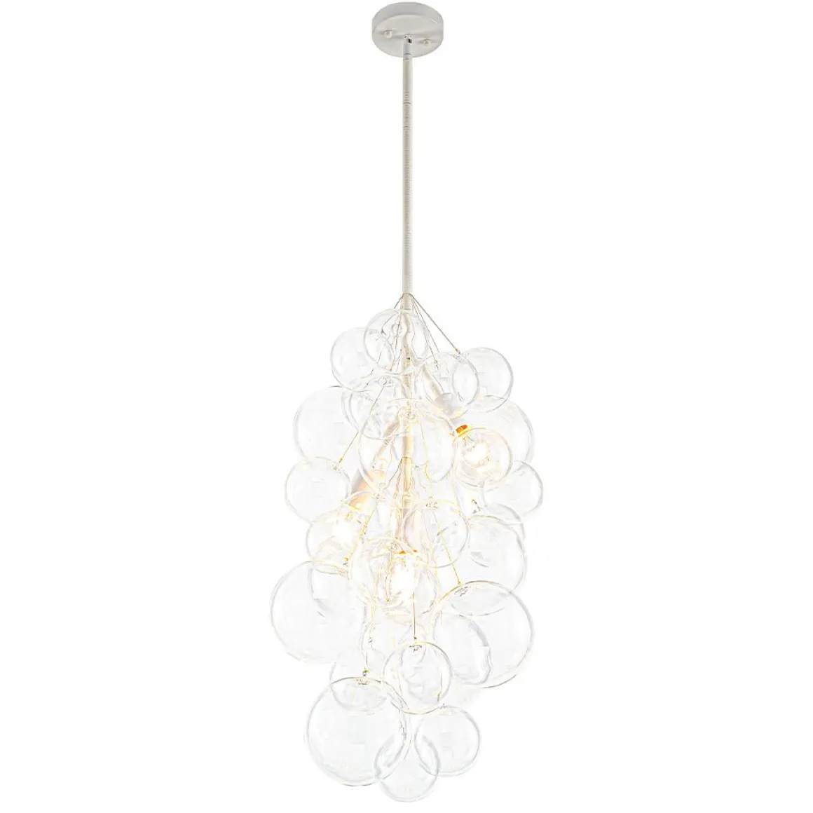 3-Light Cascade Cluster Clear Glass Bubble Chandelier