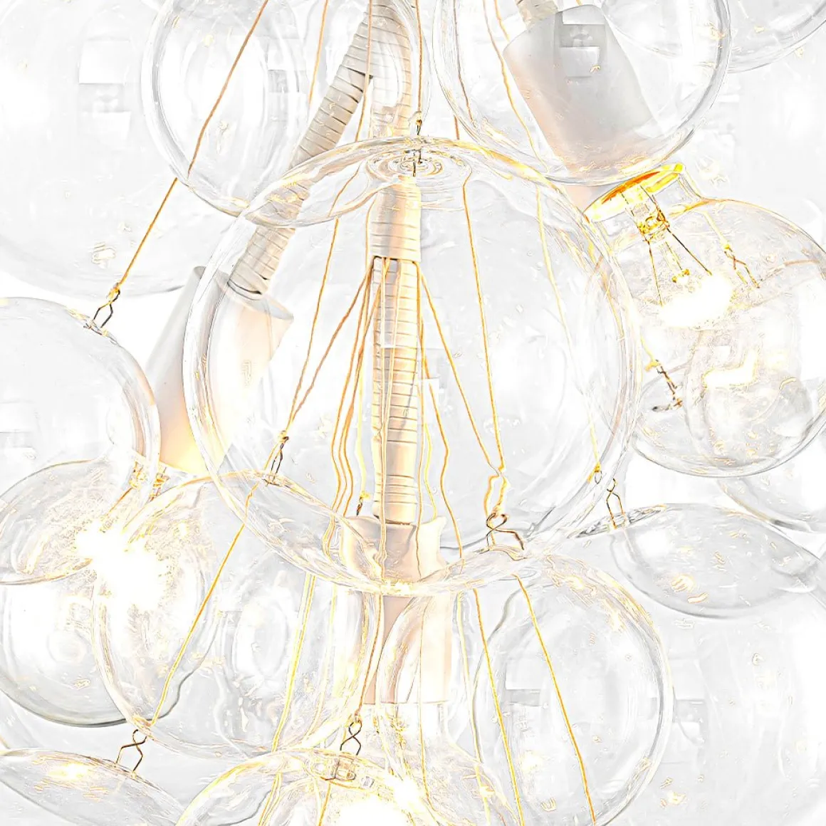 3-Light Cascade Cluster Clear Glass Bubble Chandelier