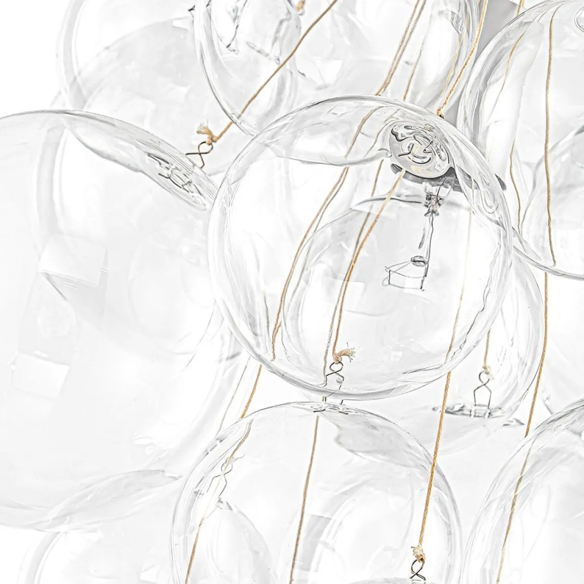 3-Light Cascade Cluster Clear Glass Bubble Chandelier