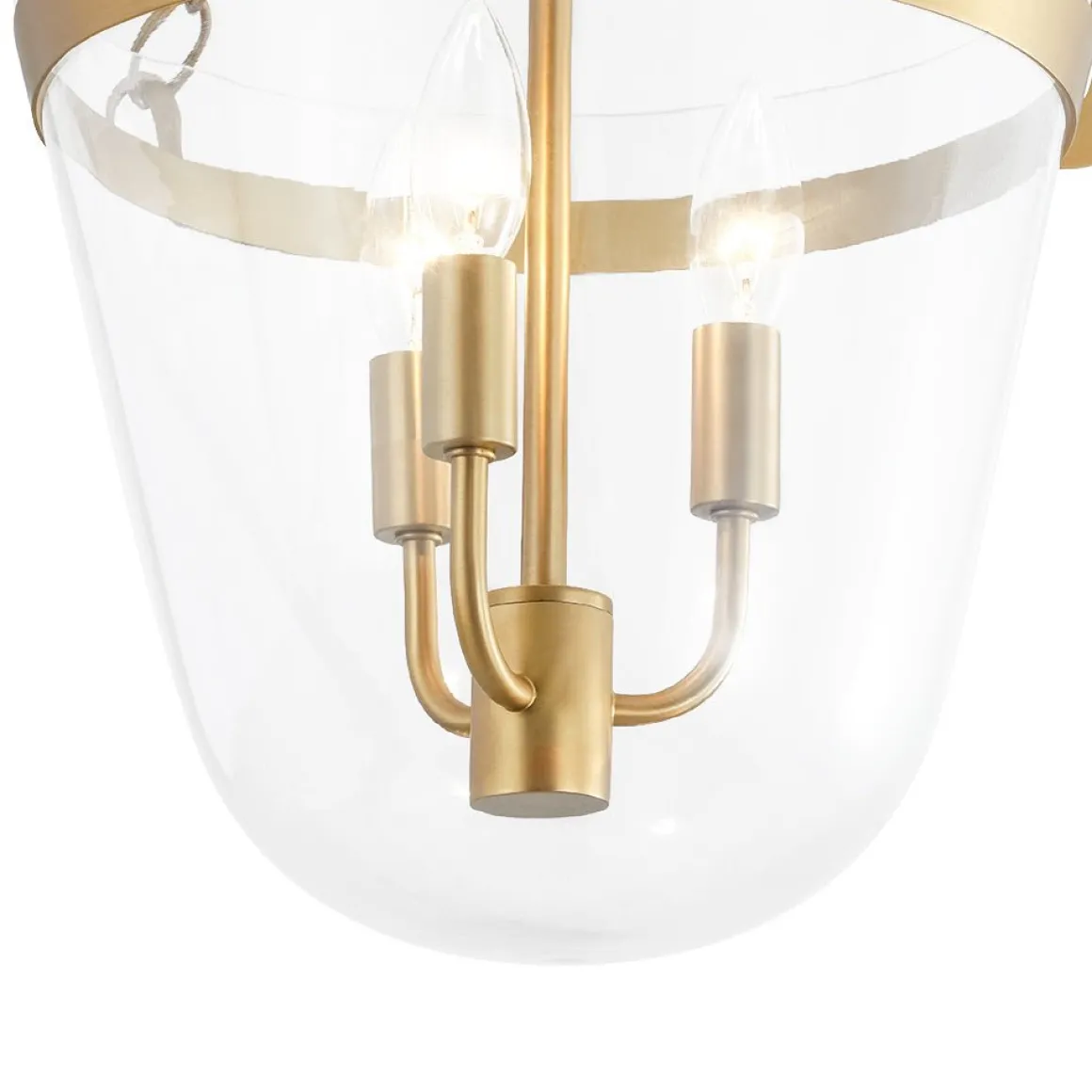 3-Light Clear Glass Bell Jar Lantern Pendant / Semi Flush