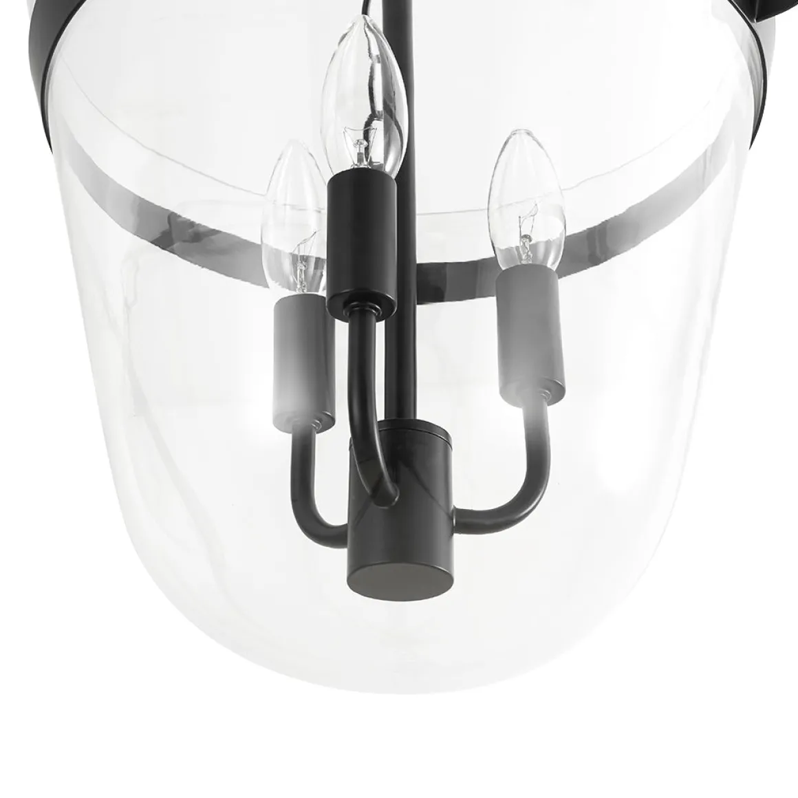 3-Light Clear Glass Bell Jar Lantern Pendant / Semi Flush