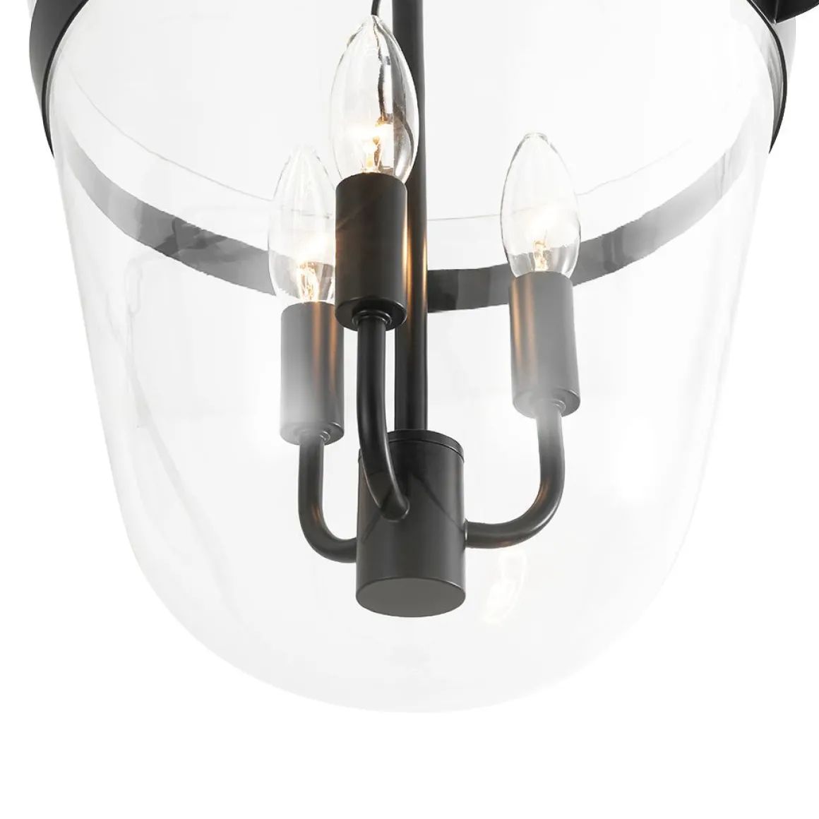 3-Light Clear Glass Bell Jar Lantern Pendant / Semi Flush
