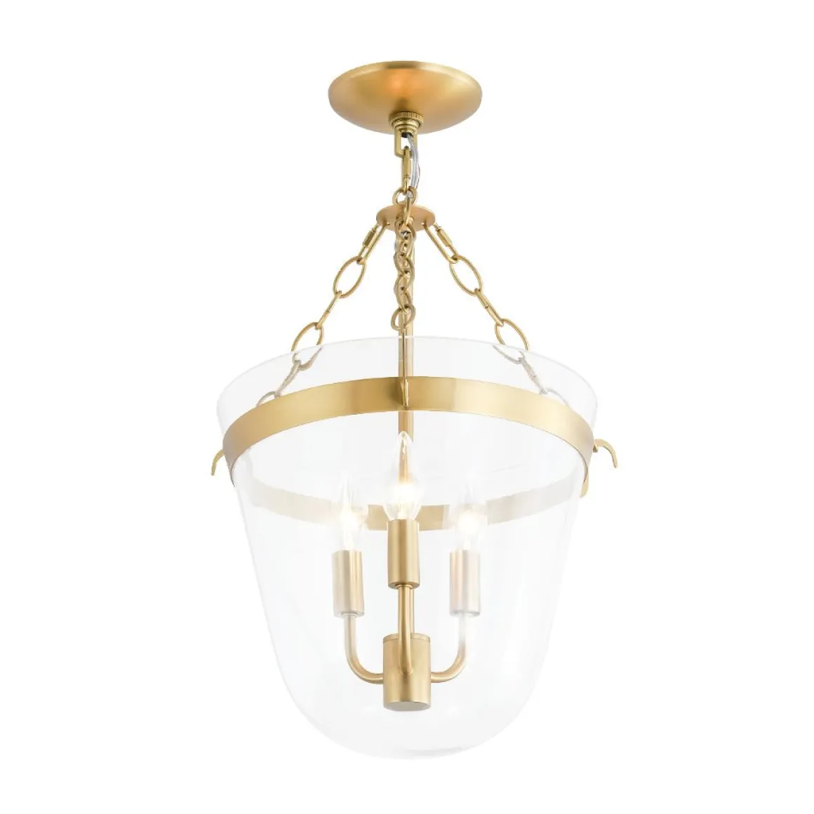 3-Light Clear Glass Bell Jar Lantern Pendant / Semi Flush