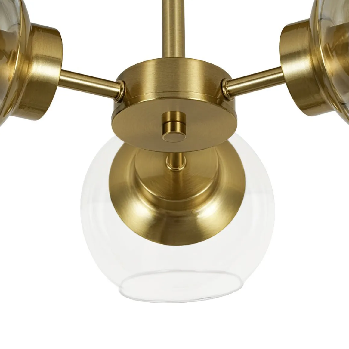 3-Light Clear Glass Globe Sputnik Semi Flush Mount
