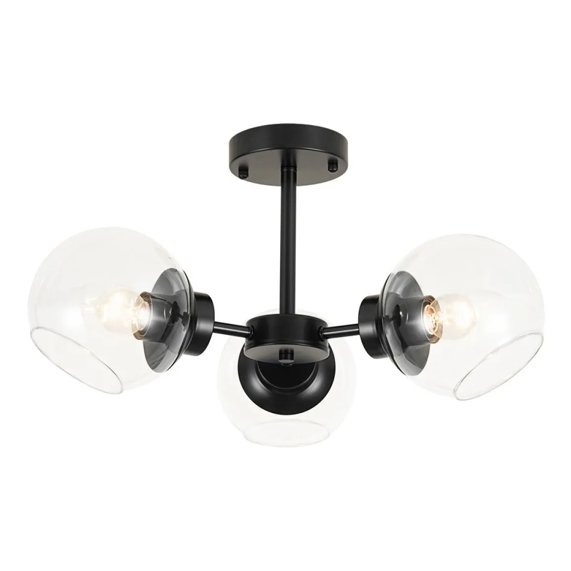 3-Light Clear Glass Globe Sputnik Semi Flush Mount