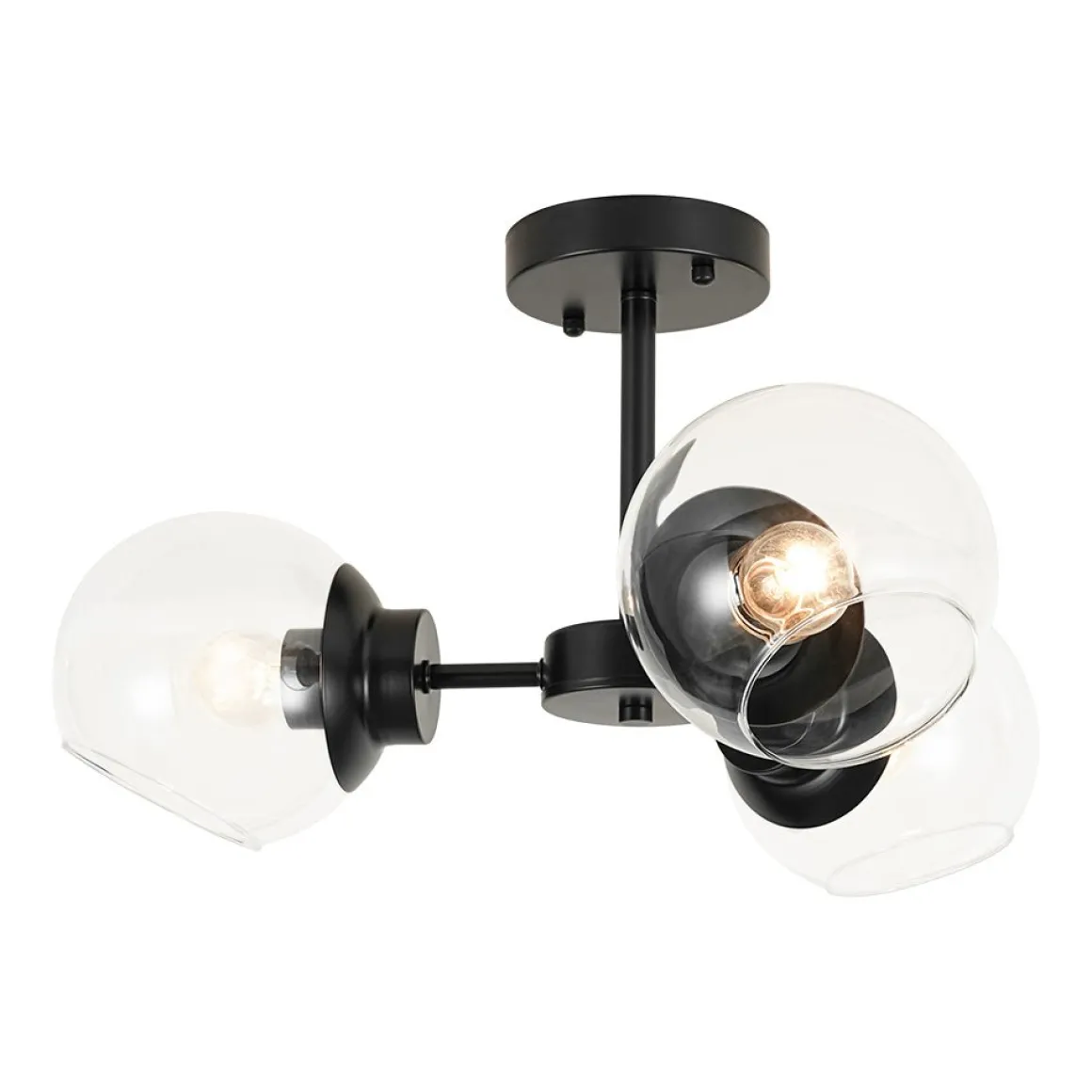 3-Light Clear Glass Globe Sputnik Semi Flush Mount